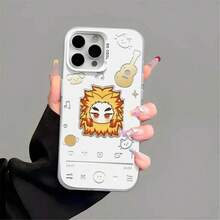 Chibi Characters Phone Case For  14/15/16 - Shockproof Cover, Cute Music-Themed Mitsuri/Obanai Anime Graphic Design - Gris - Ver 8