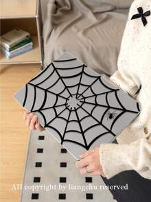 1 Piece, Black With Cool Spider Web Pattern | Frosted Acrylic Ultra-Thin Laptop Case | Compatible With Air13 2025/Pro16 M3 M2 | Fingerprint-Resistant, Shockproof, And Heat-Dissipating 3-In-1 | An Essential Protective Case For Office And Study