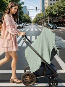 1pc Nursing Cover Scarf, Anti-Exposure Breastfeeding Shawl, Soft & Breathable Nursing Top, Coffee/Beige Color - Green - View 11