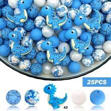 25/42/64颗3D恐龙及恐龙蛋系列硅胶珠套装 - 粉色、红色、蓝色、绿色恐龙及恐龙蛋造型设计 - 可爱动物造型珠子 - 非常适合DIY制作钥匙扣、项链、手链、装饰笔、珠宝和吊坠 - 适合作为节日和生日礼物 - 恐龍系列 - 查看 21