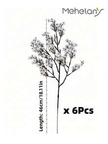 MEHELANY 8支白色人造满天星，18.11英寸仿真满天星花束，适用于家居室内装饰、春夏派对装饰、户外花园、室内壁炉、门廊装饰、婚礼、派对DIY花艺装饰、礼物、母亲节/DIY花环/婚礼背景装饰 - 白色 - 查看 11