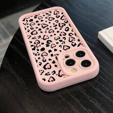 Fashion Leopard-Heart Pattern Phone Case, Cute Phone Protective Cover, Phone Accessory Compatible With IPhone 11 12 13 14 15 16 Pro Max - Pink - View 7
