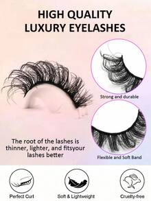 10对蓬松3D仿貂毛假睫毛，柔软浓密，猫眼造型，逼真自然，打造自然妆效，3D蓬松猫眼假睫毛，适合各种休闲场合，睫毛，睫毛嫁接，假睫毛