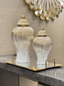 1pc European Luxury General Bottle Storage Jar, Home Living Room Foyer Display Vase - Multicolor - View 1