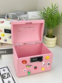 1pc Electronic Lock Safe Box With Password, Size: 7 X 5.5 X 5.1 Inches, Can Be Used As Cash Box For Convenient Saving, 3 Color Options, Fun Gift, Password Gift Box, Comes With 3D Stickers, Safe Budget And Saving Solution - Multicolor - View 2