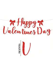 Bow Tie Valentine Vibes Banner For Valentine's Day Decorations, Funny Valentine's Day Banner, Happy Valentine's Day Decorations, Valentine's Day Party Decorations For Home, Mantel, Fireplace - Red - View 5