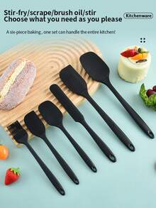 6 件套硅胶厨房烹饪工具、烘焙工具、厨房用具，北欧配色 - 大号刮刀、小号刮刀、大号抹刀、小号抹刀、涂油刷、长刮刀、马卡龙烘焙工具、蛋糕奶油刮刀、奶酪刮刀。 - 彩色 - 查看 2