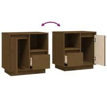 vidaXL Mesas de cabeceira 2pcs castanho mel 50x34x50cm bois de pin maciço - Castanho - Ver 10