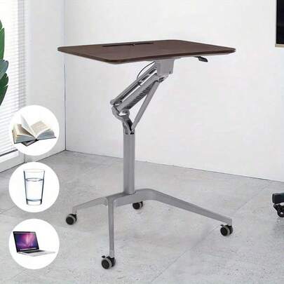 -Like Manual Height Adjustable Standing Desk - Heavy-Duty Mobile Computer Desk With Locking Wheels, Spring Lift & /MDF Tabletop, Spacious Sit-Stand Workstation For Home Office, Classroom, Dorm (Dark Brown/Gray), Computer Table, Office Desk, High Table, Office Table, Crafts And Hobbies, Computer Desk For Home Office, Tables For Small Spaces, Crafting Table, Drafting Table For Architecture, Desk With Storage, Office Table For Home Office, Lectern Stand, Home Office Desk,