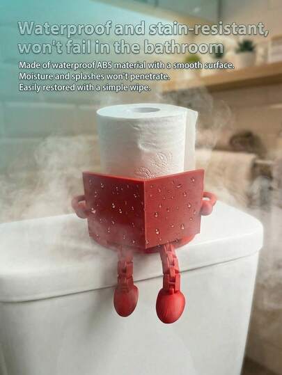 Humanoid Sitting Man Toilet Paper Holder Stand - Creative Pose Design & Waterproof ABS Plastic, Multi-Scene Storage Organizer / Novelty Home Decor / Funny Desktop Accessory For Families/Adults/College Students, Bathroom/Bedroom/Home Office, Valentine's Day/Father's Day/Spring, Gag Gifts For Men