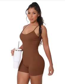 Fitness Gym Jumpsuit - Màu nâu  Mocha - Xem 2