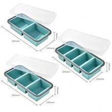 Large Capacity Square Food Storage Box With Flip Lid, Household Big Rectangular Tray Mold, Frozen Broth Box, Mold, Segmented Silicone Refrigerator Food Saver Box, Baking Use - Multicolor - View 11
