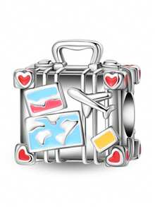 1PC 925 Sterling Silver Globe Airplane Luggage, Airplane Travel Map, Pink Bow Red Bus, Pink New Adventure, Freeze Beautiful Moments Camera, Cute Cat Camera, Sweet Departure, Red Luggage, Summer Vacation Travel Plane Luggage Sun, Travel Two Pieces Set, Heart-Shaped Luggage Handbag Pendant, DIY Bracelets, Necklaces And Other Jewelry, Perfect Gift For Friends' Birthdays And Holidays