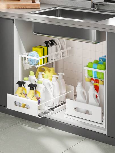 Storage Rack With Sliding Basket - Rust-Proof Metal Organizer For Kitchen & Bathroom, Ideal For Meetings And Family Use, Features A Drawer For Additional Storage, Bathroom Organizers And Storage, Shower Caddie, Shower Caddies