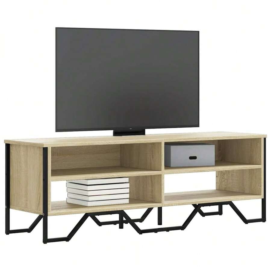 meuble TV vidaXL chêne sonoma 122x34x41 cm en bois d'ingénierie - Tabac - Voir 1