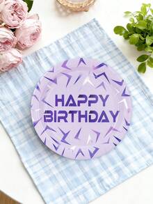 10个/30个/50个装 K-Pop歌手生日派对餐盘装饰 梦幻音乐主题派对纸盘 餐盘 甜点盘 蓝紫色闪光餐具套装 适合女孩男孩生日派对 婴儿派对用品 - 彩色 - 查看 5