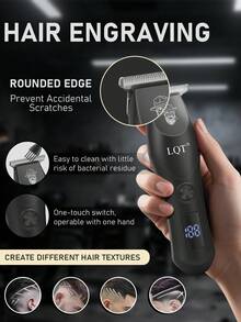 3pcs/2pcs Multi-Functional Haircut Tools, Professional Wireless Hair Clipper With USB Charging And LED Display, Men's Beard Trimmer Set, Precision T-Blade Trimmer, Electric Shaver With Travel Lock, Christmas Gift For Men - Black - View 6