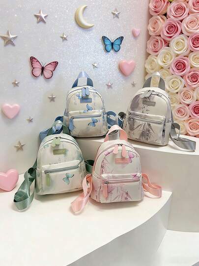 1pc New Simple Butterfly Backpack. Featuring A Bow Embellishment, This Casual And Minimalist Backpack Has A Zipper Closure And Adjustable Shoulder Straps. Suitable For Teenagers, Shopping Trips, And Travel, It Easily Holds Everyday Essentials. A Versatile Piece And A Fashion Favorite, It Suits Various Styles And Occasions, Making It Highly Adaptable. It Also Makes A Great Gift For Friends.