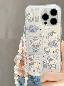 Sanrio 1pc Double-Sided IMD [Cute KT Cat In Winter] + Chain Phone Case, Shockproof Compatible With Apple 11/12/13/14/15/16/17 Pro Max - Multicolor - View 3