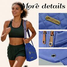 2026 纯色绗缝腰包 - 休闲大容量拉链胸包，可调节斜挎包，日常使用，轻便防水，情人节礼物，沙滩 - 藍色 - 查看 5