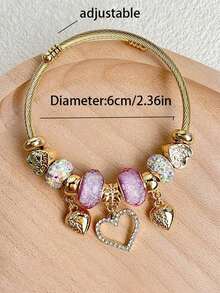 1pc Stainless Steel Swan Love Pendant Bracelet For Teen - Multicolor - View 7