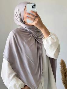1pc Women's Jersey Hijabs, Minimalist Classic Solid Color Elegant Casual Edged Scarf, Premium Knit Modal Jersey Hijabs Scarf, Long Turban Style Headscarf Suitable For Daily Life, Outings And Gatherings,Accessories,Beach Towel - Multicolor - View 11