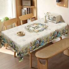 1件复古快乐复活节桌布，复活节兔子彩蛋和农舍设计，非常适合春夏装饰、复活节礼物、室内外皆宜、复活节派对和家居装饰、复活节装饰、农舍装饰。 - 彩色 - 查看 13