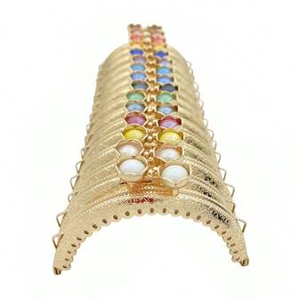 8.5cm Shallow Gold Lotus Ceramic Bead Wallet Metal Frame