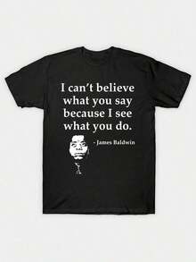 Graphic Cotton T-Shirt [James Baldwin Funny T-Shirt High Quality Cotton James Baldwin Funny T-ShirtBlack History Print Casual Short Sleeve Crew NeckHalloween Thanksgiving Christmas GiftMen Men Family FriendsIn Y2K,Oversize Plus Size Men's S To 5XL,Summer Tee - 黑色 - 查看 1