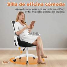 Office Chair, Asiento Acolchado y Base con Ruedas - Silla de Oficina Ergonómica con Respaldo de Malla Transpirable,Silla para Escritorio de Alta Calidad en Blanco y Negro - por defecto - Ver 7