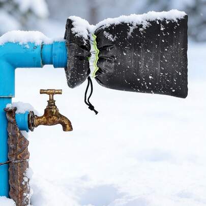 1 pieza Cubierta para grifo de exterior de uso intensivo - Protección contra el congelamiento en clima extremadamente frío, a prueba de polvo, impermeable, adecuada para jardín, patio, piscina - Instalación fácil con tira adhesiva - Protector de grifo de invierno, se ajusta a grifos de exterior, impermeable para patio, diseño de , material resistente a la intemperie, flexible, mantenimiento de la propiedad, regalo para la familia