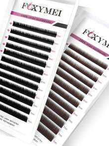 FOXYMEI 1500pcs Bulu Mata Palsu Campuran J/B/C Curl Cokelat & Hitam Alami Lembut Pendek 5-7mm, Bulu Mata Individual Berkualitas Tinggi untuk Pesta - MultiWarna - View 6