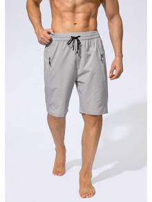 Men's Swim Trunks Quick Dry Board Shorts With Zipper Pockets Beach Shorts Bathing Suits Men - No Mesh Liner - 淺灰色 - 查看 3