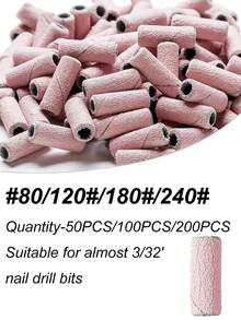 50/100/200片/盒 附1個迷你軸心 3mm迷你磨砂環帶(80# 120# 180# 240#)電動磨甲機磨甲頭美甲配件工具死皮去除器 - 彩色 - 查看 6