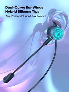 REMAX 有线耳塞，带可拆卸麦克风，适用于游戏和音乐；深度降噪和 RGB 灯光；1.2 米 Type-C 线缆；游戏耳机；通用兼容耳机； - RM-709a - 查看 5