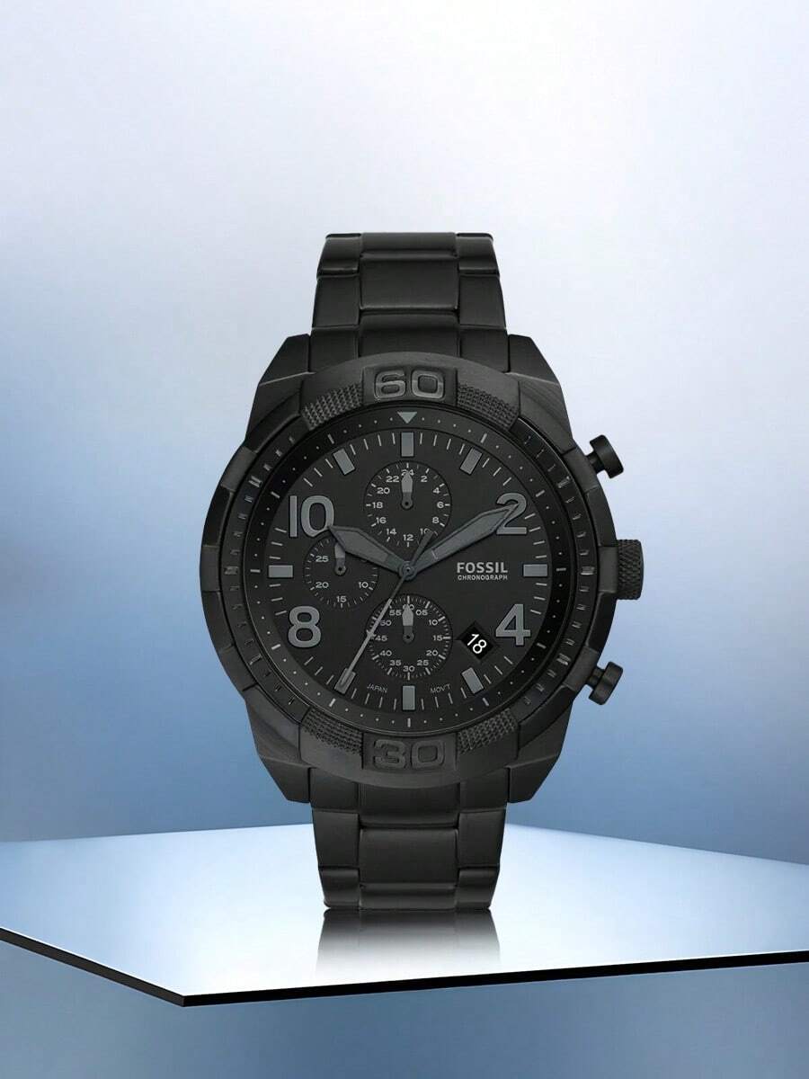 Fossil Men's Quartz Stainless Steel Chronograph Watch, 3-Dial Display, Business Casual Style, Suitable For Daily Wear. FS5712/FS5877/FS5876/FS5875/FS5874/FS5710 - Black - View 1
