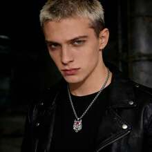 新款欧美风吊坠，女士狼貔貅项链，个性时尚，恶魔之眼吊坠，男士配饰，嘻哈风格 - 彩色 - 查看 2