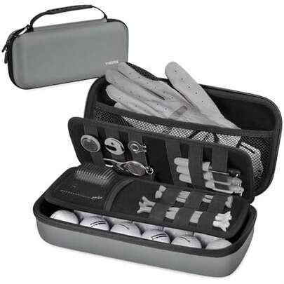 - Soporte para guantes de golf con moldeador de guantes de golf extraíble, funda protectora rígida para accesorios de golf, bolsa con 1 divisor, compatible con camisetas, marcadores, elementos