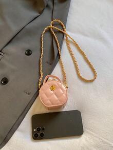Ví đựng tiền xu mini chần bông, ví đeo chéo dễ thương đựng tiền xu và chìa khóa, phụ kiện thời trang đa năng. - Bánh kem tròn thêu - Xem 12