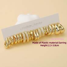 1 đôi/10 đôi/40 đôi bông tai hình học mạ vàng kiểu Châu Âu & Mỹ mới năm 2025, chất liệu nhẹ, thiết kế tinh tế, phù hợp cho phụ nữ đeo hàng ngày. - Vàng - Xem 8