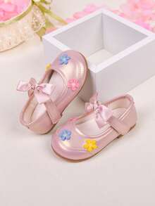 1双春秋季时尚百搭婴儿平底鞋，公主风蝴蝶结装饰，甜美元素，适合生日派对、聚会及其他优雅场合。 - 粉色 - 查看 6