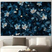 Elegant Dark Blue Floral Polyester Tapestry Wall Hanging - Charming Home Decor For Bedroom, Living Room, Or Wedding Party, Multiple Sizes Available, Textured Appearance, Wedding Decor | Elegant Tapestry | Durable Fabric, Wedding Decorations - 彩色 - 查看 2