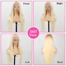 13x4/13x6 HD Clear Lace Front Wig, Human Blended Hair Straight, 34 Inches - 200% High Density Glue-Free Brazilian Human Blended Hair Frontal Wig, Pre-Plucked Hairline, Baby Hair Included, 613 No Glue Required, Easy To Wear - S613 - View 2