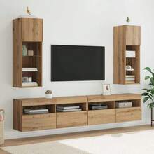 vidaXL Mural TV Meuble Montagem mural Chêne artesanal 30,5 x 30 x 90 cm - Castanho - Ver 6