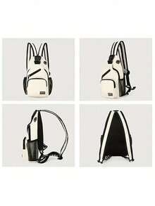 Multi-Pocket Shoulder Bag, Casual Nylon Crossbody Bag, Travel Hiking Backpack, With Zipper Strap, Essential For Back To School Season - Multicolor - View 7