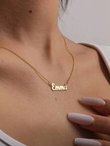 1PC [Customized] Personalized Name Necklace And Bracelet Set, Custom Jewelry Set, Matching Name Gift, Stainless Steel Jewelry, Minimalist Name Customization, Women's Necklace, Custom Necklace And Bracelet, Custom Gift, Engraved Jewelry For Her, Customizable Gift Set, Valentine's Day, Mother's Day, Eid, Back To School Season Gifts, Personalized Custom Set - Multicolor - View 9