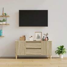 vidaXL Meuble TV Chêne sonoma 102x44,5x50 cm Bois d'ingénierie - Castanho - Ver 3