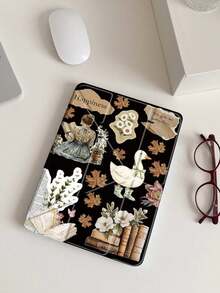 Maple Leaf & Book Element Patterns Tablet Case Compatible With IPad 11/IPad 10/IPad 7/8/9th/IPad Air 7th 11inch/IPad Air 5th/Kindle Paperwhite 11th/Kindle Paperwhite 12th,Compatible With Samsung Galaxy Tab, Clear Back ,Fashion Pattern Protective Case,Automatic Sleep And Wake-Up Function, Airbag Protection, Tales Collection – Cozy Reading Companion Tablet Cover - Multicolor - View 6