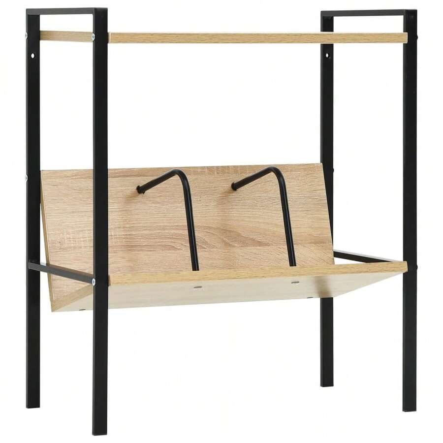 Bibliothèque vidaXL 2 niveaux en chêne noir 52x28x59 cm, ingénierie du bois - Noir - Voir 1