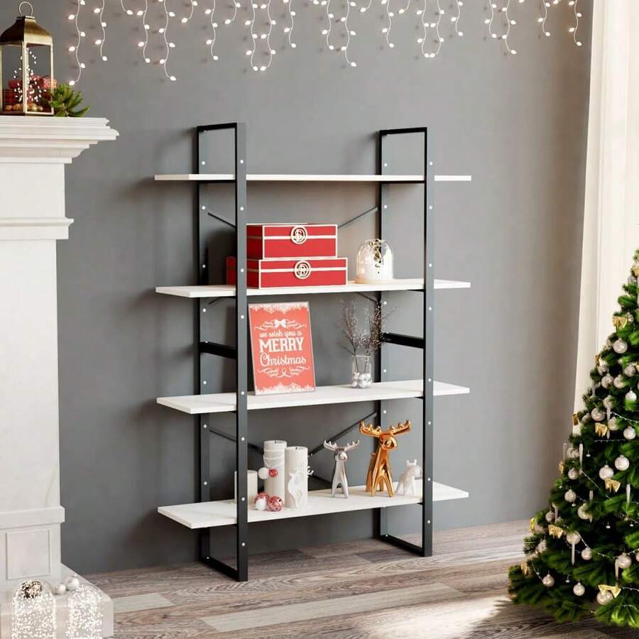 Bibliothèque vidaXL à 4 niveaux Blanc 100x30x140 cm Bois de pin massif - Blanc - Voir 1